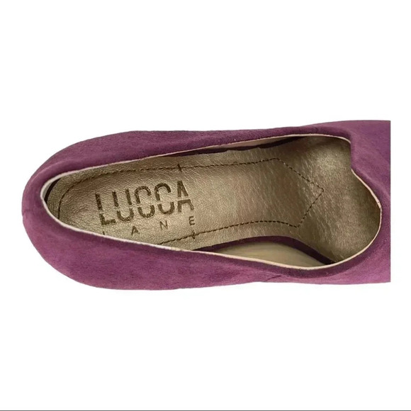 Lucca Lane Yalexis Prune Purple Suede Leather Womens Heels Size 6.5M - Picture 8 of 14